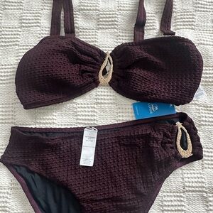 CUPSHE Textured Bikini Set – Plum / Eggplant – Size L